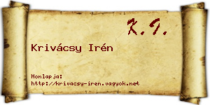 Krivácsy Irén névjegykártya