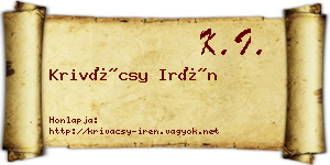 Krivácsy Irén névjegykártya